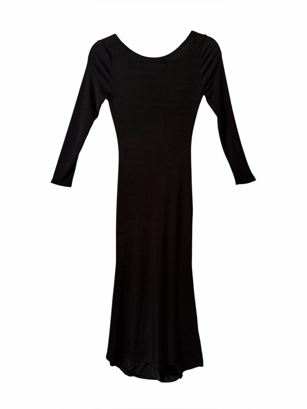 Zaful Black Long Sleeve Sheer bodycon Timeless Maxi Dress with open back; Small